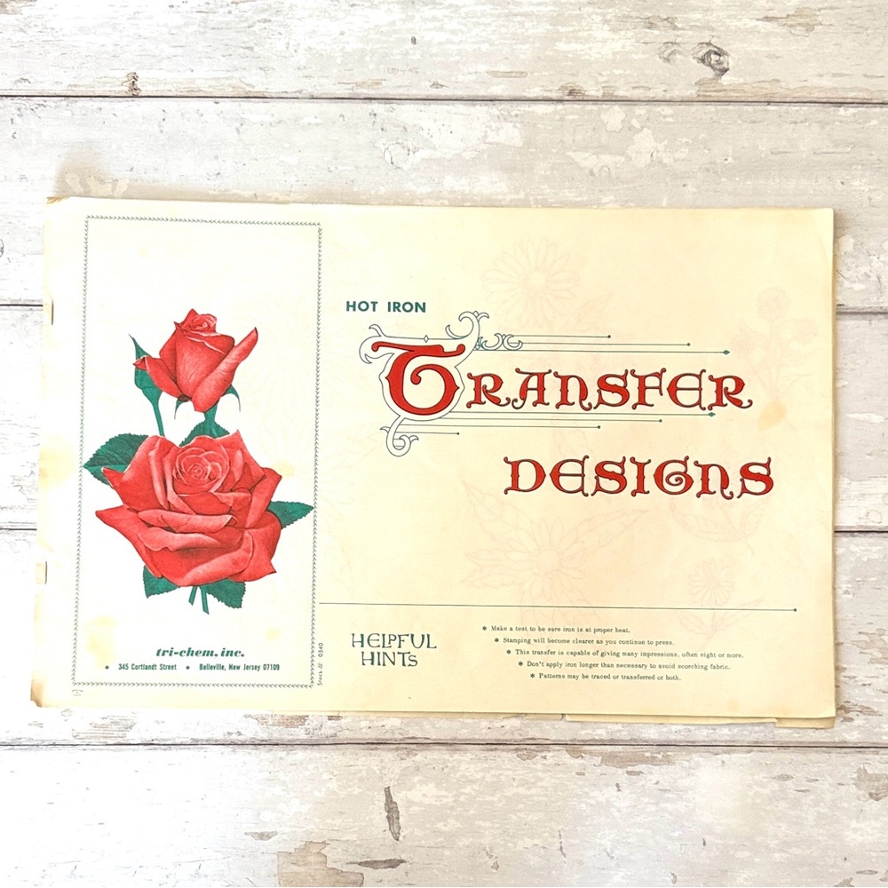 Tri-chem Liquid Embroidery Florals & Flowers Hot Iron Transfers NEW